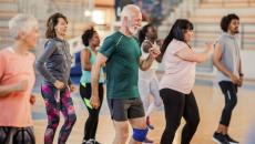 People attending a Zumba class